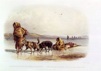 Trineos de perros de los indios Mandan de Karl Bodmer